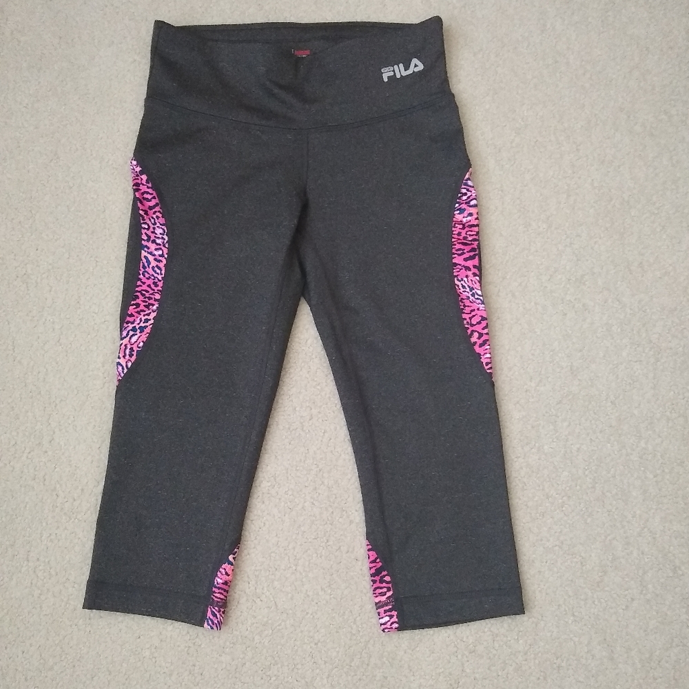 FILA Sport Pants Grey and Pink Animal Print Stripes Size XS